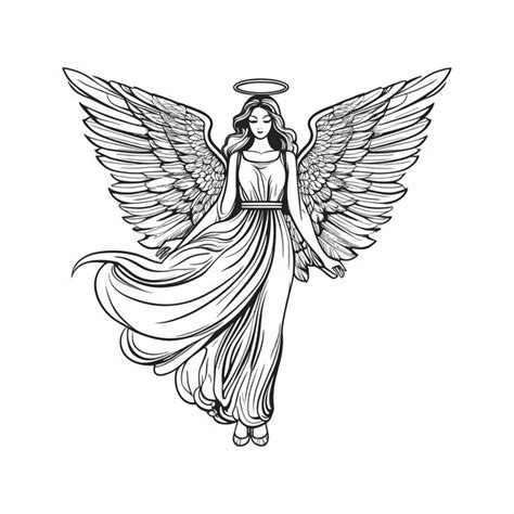 Vector Angel Girl With Wings Sketch Hand Drawn In Doodle Style