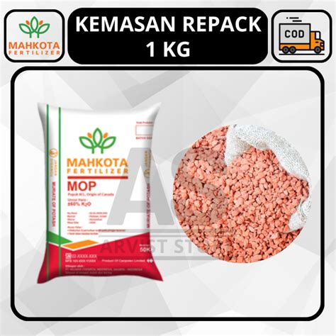 Pupuk KCL MAHKOTA MOP Origin Canada Kemasan Repack 1 KG Original