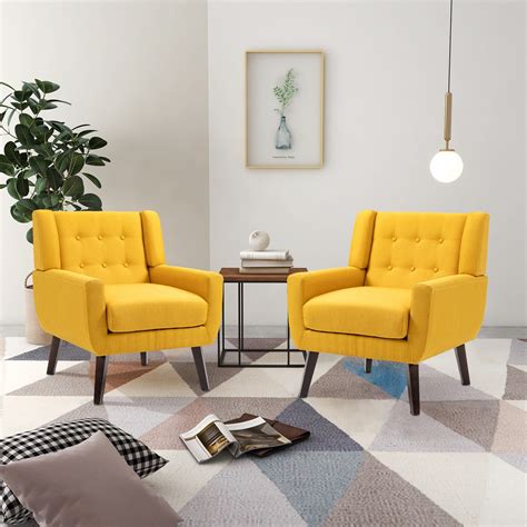 Daisy Cotton Linen Look Fabric Modern Accent Chair Armchair Accent