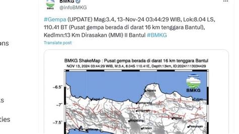 Gempa Baru Saja Terjadi Pagi Tadi Rabu 13 November 2024 Cek Lokasi