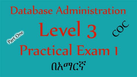 Part One Database Administration Level 3 Practical Exam 1 In Amharic