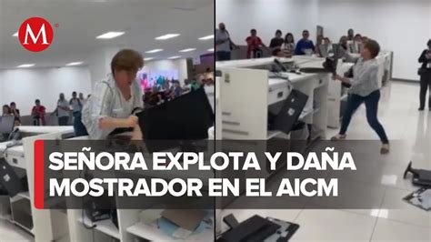 Mujer Destruye Computadoras De Aerol Nea En El Aicm Youtube