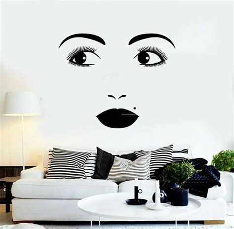 Woman Face Sexy Lips Wall Stickers Mole On Mouth Vinyl Decal Curved