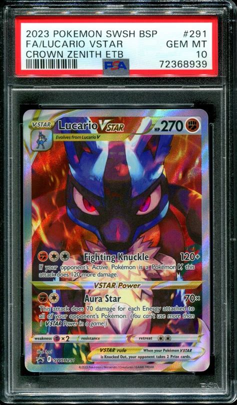 Mavin Lucario Vstar Swsh Psa Crown Zenith Full Art Holo Black