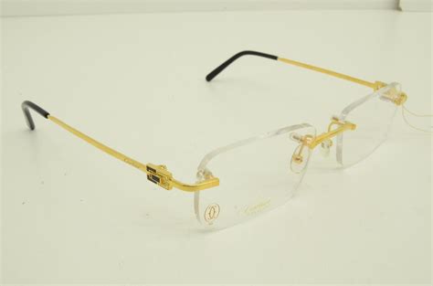 Authentic Cartier Rimless Eyeglasses 53 18 140 Rectangle Duplo C 18k Gold Frames 2206270029 Etsy