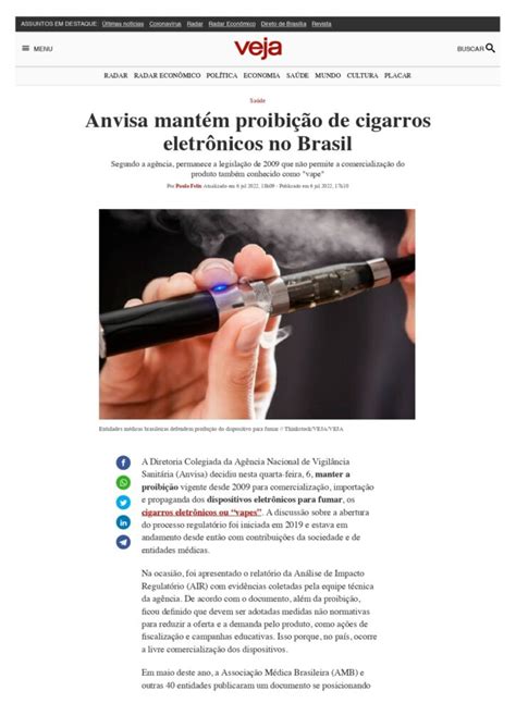 Proibi O Dos Cigarros Eletr Nicos Amb Destaque Na M Dia Amb