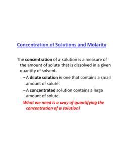 Concentration Of Solutions And Molarity Concentration Of Solutions