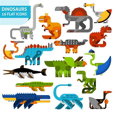 Dinosaur Icons Set Vector Art At Vecteezy