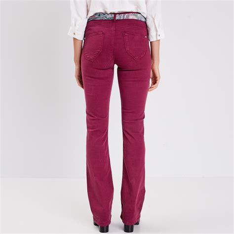 Pantalon Bootcut Ceintur Bordeaux Femme Br Al