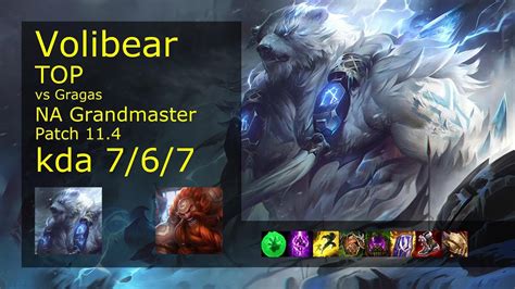 Volibear Vs Gragas Top Na Grandmaster Patch Gameplay Youtube