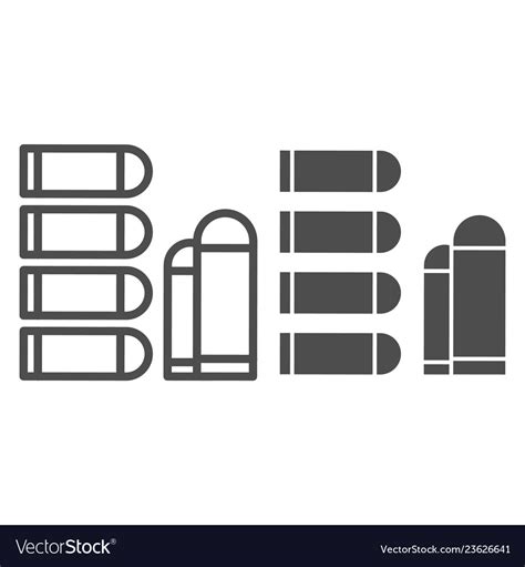 Bullets Line And Glyph Icon Ammunition Royalty Free Vector