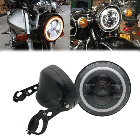 Black Chrome Car Accessories 7 Inch Led Headlight Halo Drl Light For Motorcycles With 7 Housing