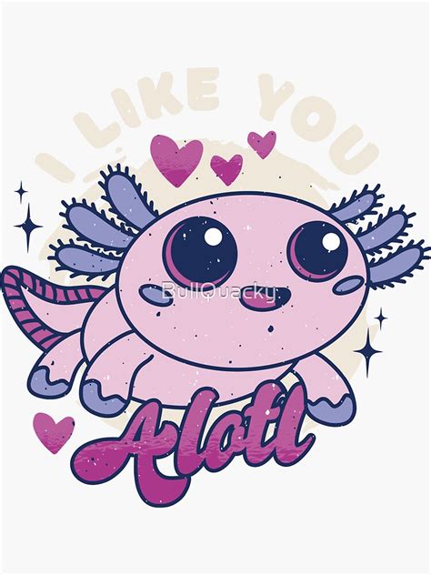 I Like You Alotl Cute Kawaii Axolotl Anime Illustration Heart