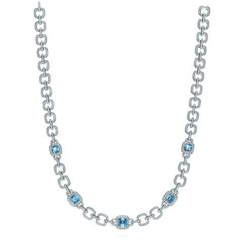 Tiffany Legacy aquamarine necklace with diamonds in platinum. | Tiffany ...