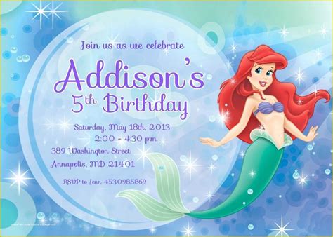 Little Mermaid Birthday Party Invitations