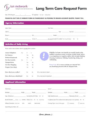 Fillable Online Long Term Care Request Form Fax Email Print Pdffiller