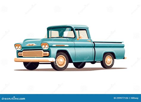 Old Retro Pickup Truck Vector Illustration Vintage Transport Vehicle