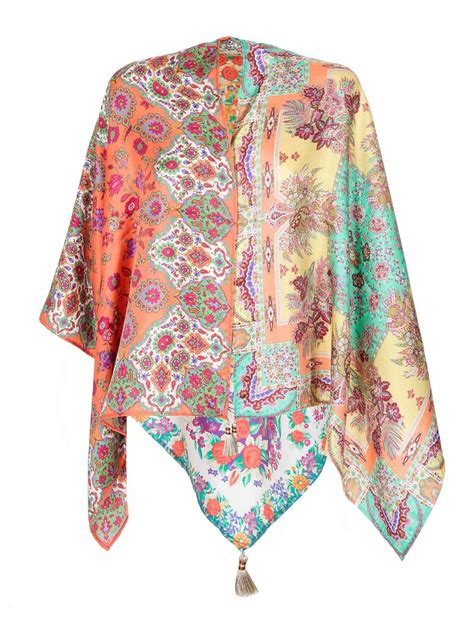 Capes Ponchos Etro Floral Paisley Silk Cape 1203984108000