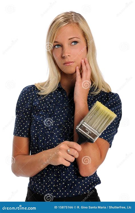 Woman Holding Paintbrush Stock Photo Image Of Paint