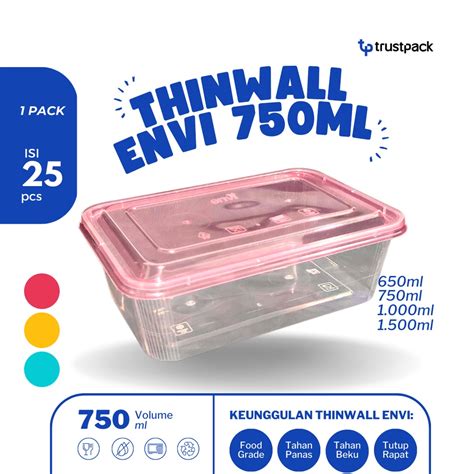 Jual Thinwall Envi Warna Ml Tempat Box Nasi Kotak Makan Food