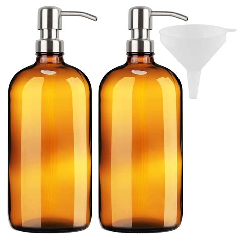 Buy 32 Ounce Large Amber Glass Boston Round Bottles With Stainless