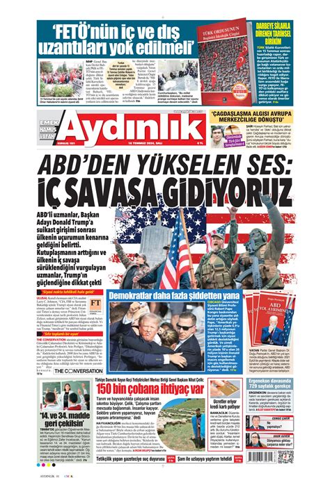 Aydınlık Gazetesi 16 Temmuz 2024 Salı Günü Manşeti