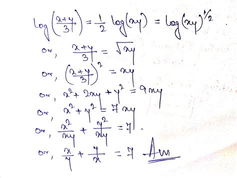 If Logleft Frac X Y Right Frac Logx Logy Then The Value