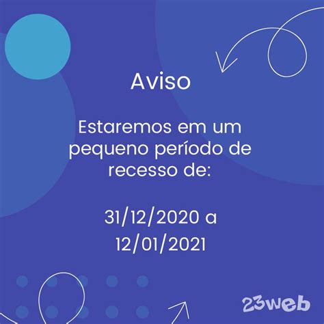 Estaremos De Recesso Ou Em Recesso - ⚠ Aviso . 💜 Estaremos em um pequeno período de recesso de: . 🗓 31/12 ...
