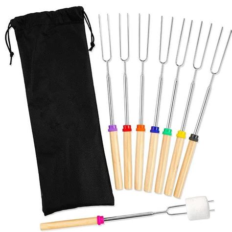 Extendable Marshmallow Roasting Sticks Set Of 8 Telescoping Smores