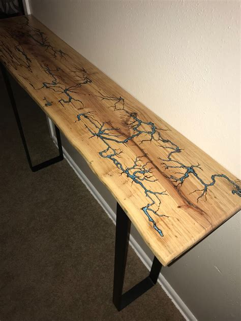 Lichtenberg Figure Table With Colored Epoxy Inlays Etsy