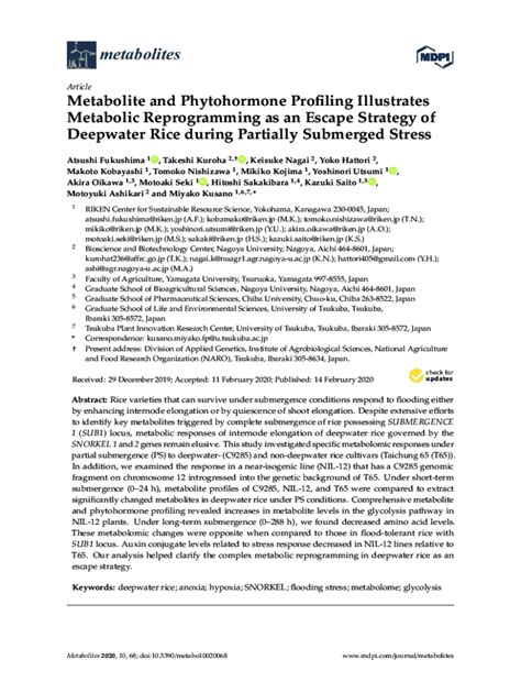 Fillable Online Metabolite And Phytohormone Profiling Illustrates