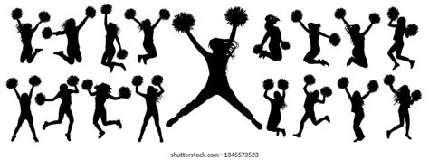 Vector Collection Cheerleader Silhouette Different Positions Stock