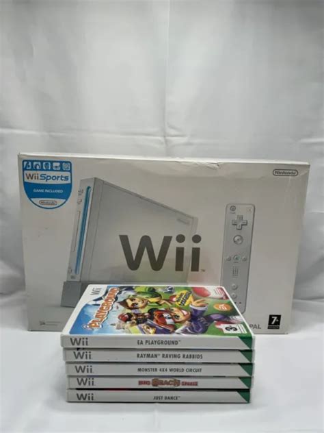 NINTENDO WII WHITE Boxed Console Bundle With Controller 5 Games 49