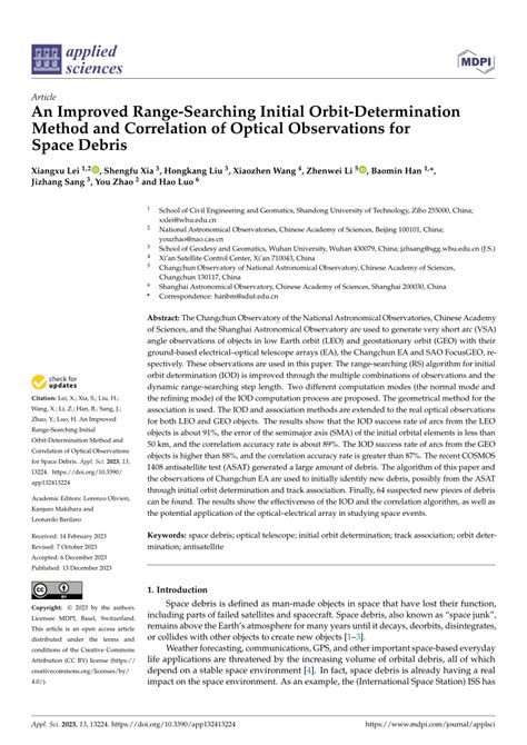 PDF An Improved Range Searching Initial Orbit Determination Method