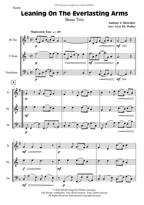 Leaning On The Everlasting Arms Horn Digital Sheet Music Sheet