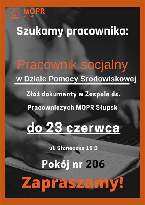 Zatrudnimy pracownika socjalnego MOPR Słupsk