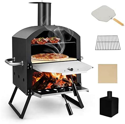 acerto 40504 Profi Pizzaofen für den Garten 64x63x68 cm Schamott