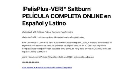 Pelisplus Ver Saltburn PelÍcula Completa Online En Español Y Latino