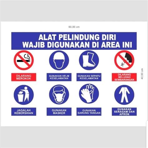 Jual SIGN PLAT AREA WAJIB APD ALAT PELINDUNG DIRI UK 40X30CM K3 RAMBU