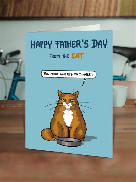 Funny Fathers Day Cards From The Cat Cheeky Cards For Etsy Uk