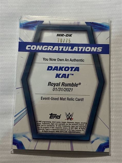 2021 Dakota Kai Topps Women S Division WWE Mat Relic Card 75 Royal