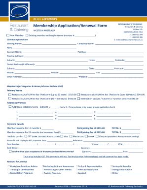 Fillable Online Rca Asn Full Members Membership Application Renewal