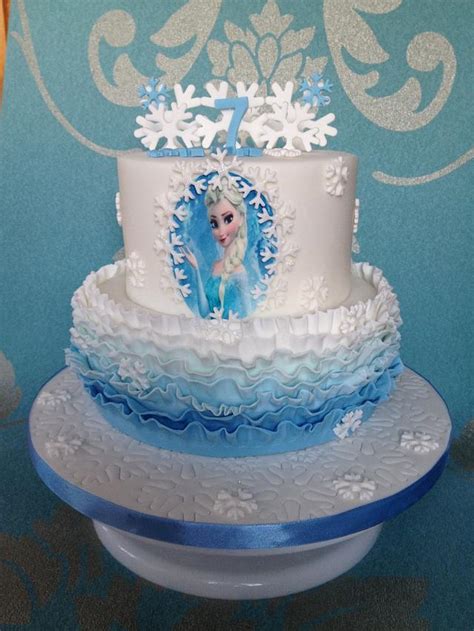 Frozen Ruffle And Snowflakes Cake Decorated Cake By Cakesdecor