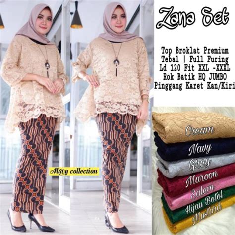 Jual Zena Set Jumbo Broklat Kebaya Cantik Kebaya Kelelawar Kebaya