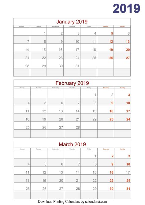 Quarterly Calendar Printouts Calendar Printables Free Templates