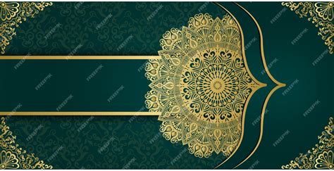 Premium Vector | A green and gold invitation with a gold border and a ...