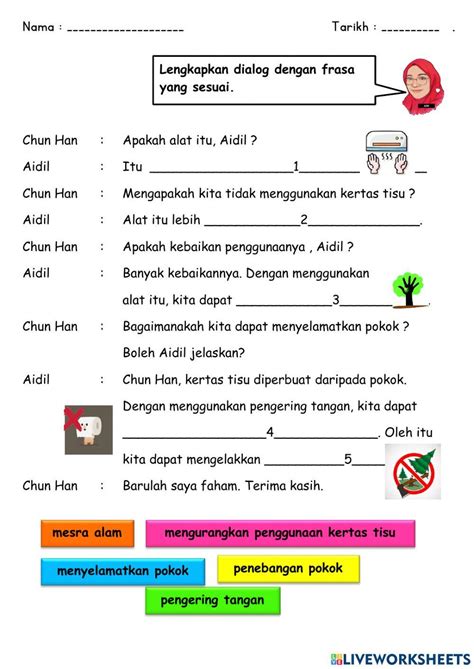 Kebaikan Pengering Tangan Worksheet Live Worksheets