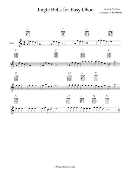 Jingle Bells For Easy Oboe With Guitar Chords By James Pierpont Easy