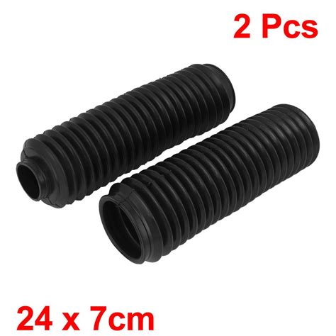 Autobicycle Black Rubber Front Shock Absorber Dust Cover Pair 24cm Long