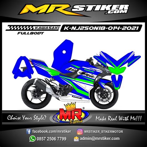 Stiker Motor Decal Kawasaki Ninja All New Blue Green Grafis